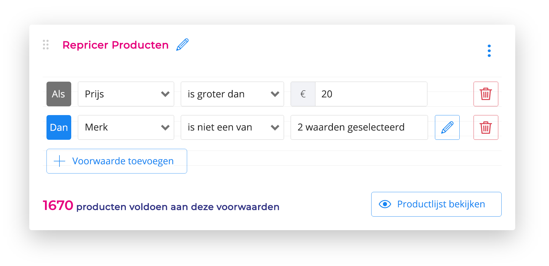 EffectConnect Repricer producten - NL