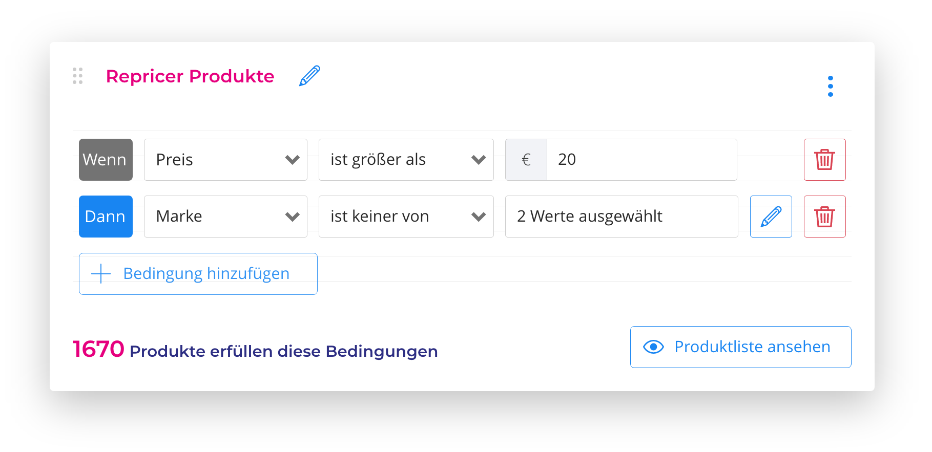 EffectConnect Repricer Bedingungen EffectConnect Repricer Bedingungen